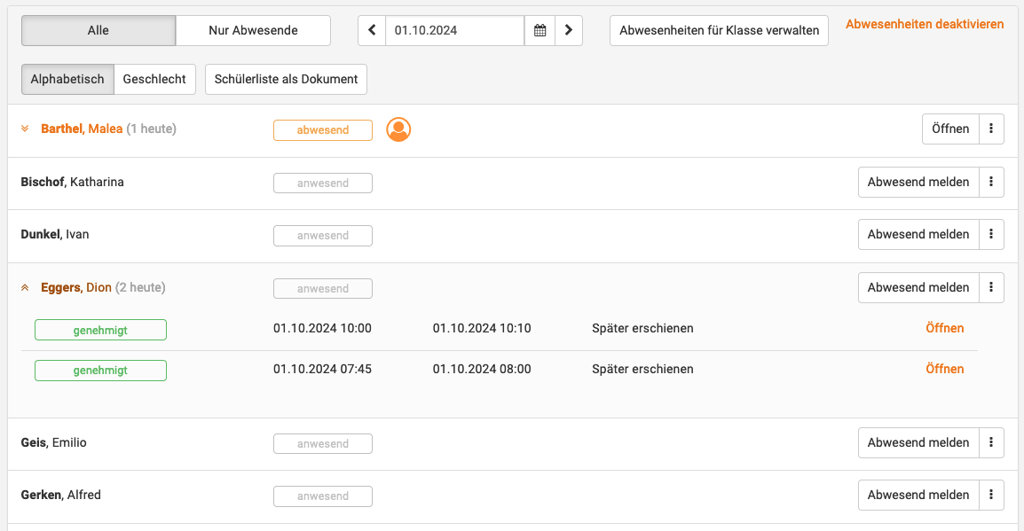 Mehrtägige Abwesenheiten Info