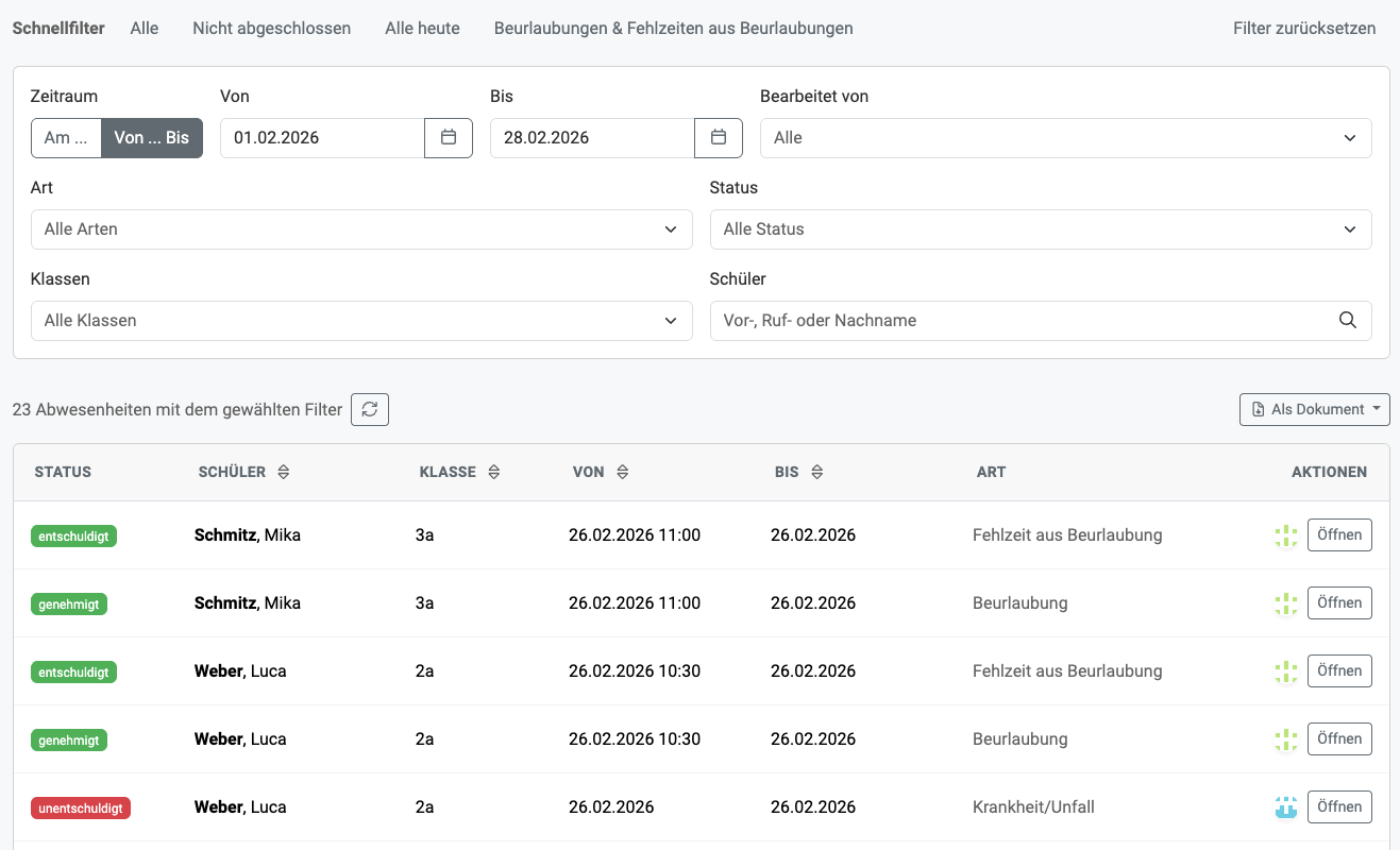Eigene Filter: Monat