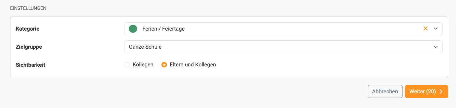 Übersicht Ferien & Feiertage Zielgruppe