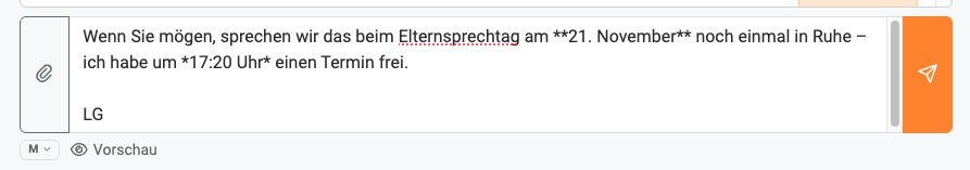 Text beim Verfassen Text beim Verfassen