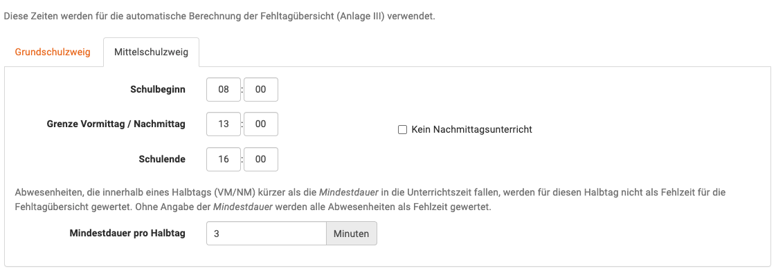 Zeiten für Abwesenheiten MS