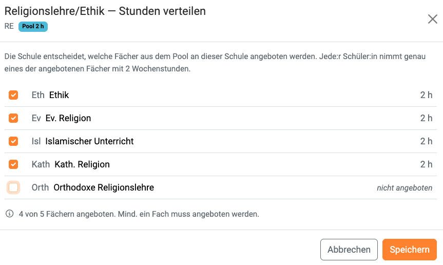 Stundentafel: Fächer-Angebot Stundentafel: Fächer-Angebot