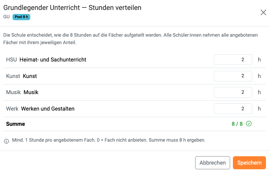 Stundentafel: Stundenverteilung Stundentafel: Stundenverteilung