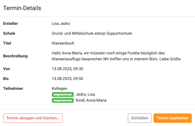 Festen Termin löschen