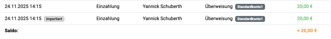 Zahlungseingang Korrektur