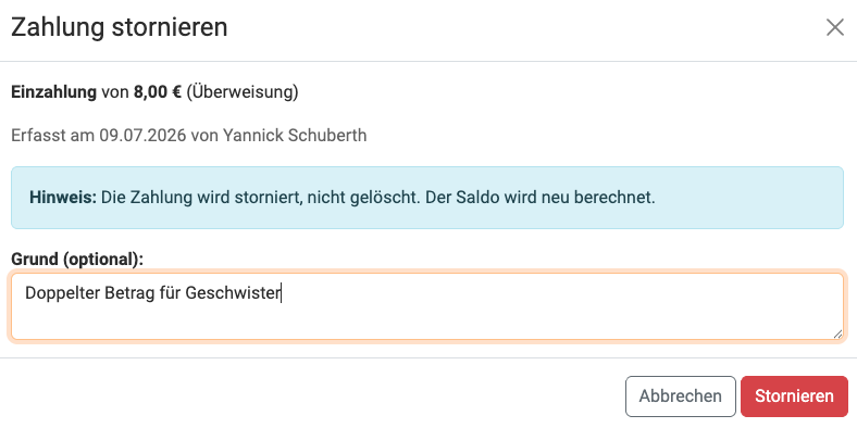Zahlung stornieren 2
