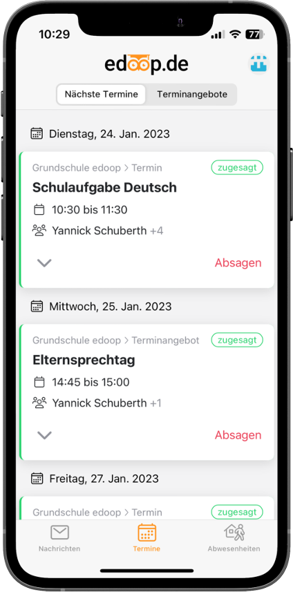Nächste Termine App