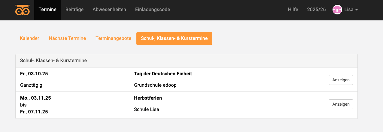 Informative Termine Web