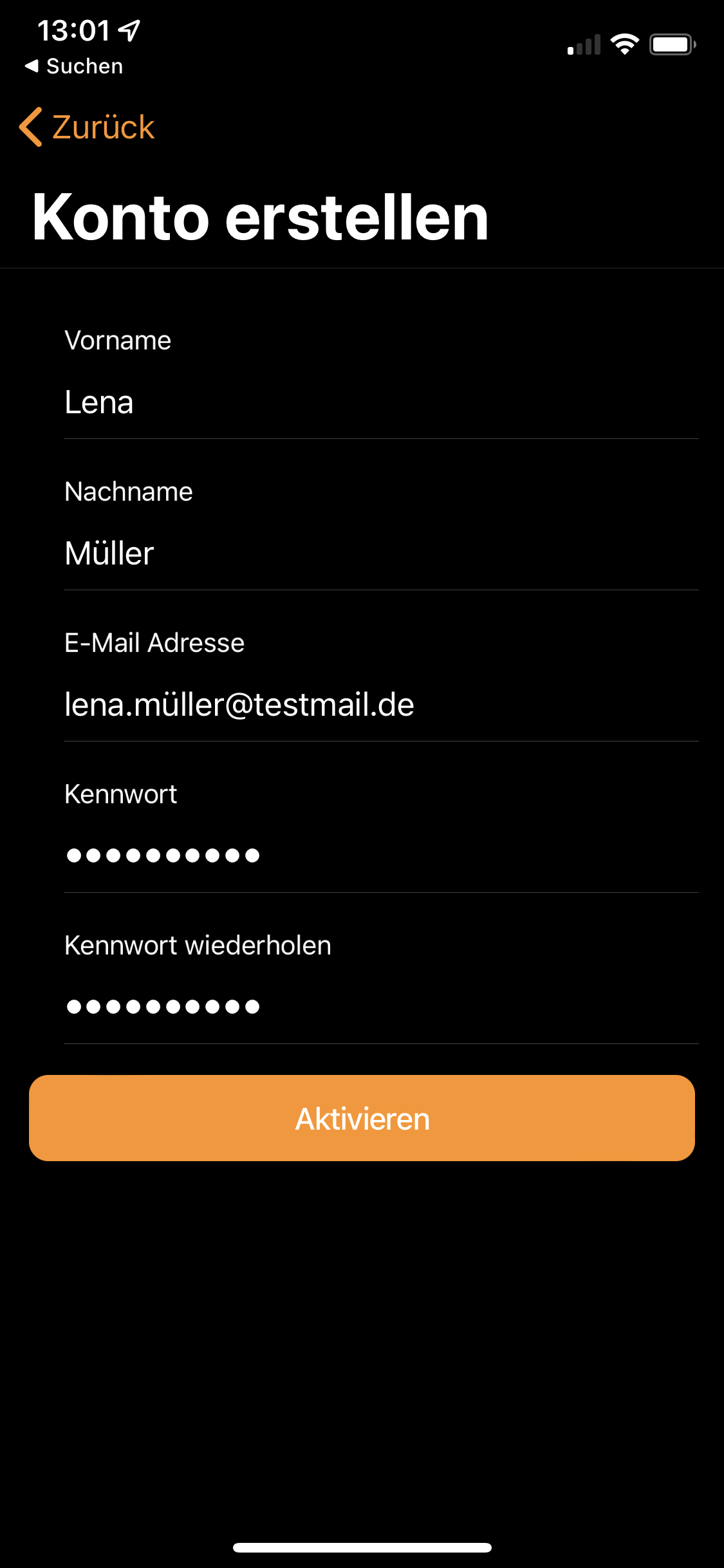 Benutzerkonto mit Einladungscode erstellen unter iOS