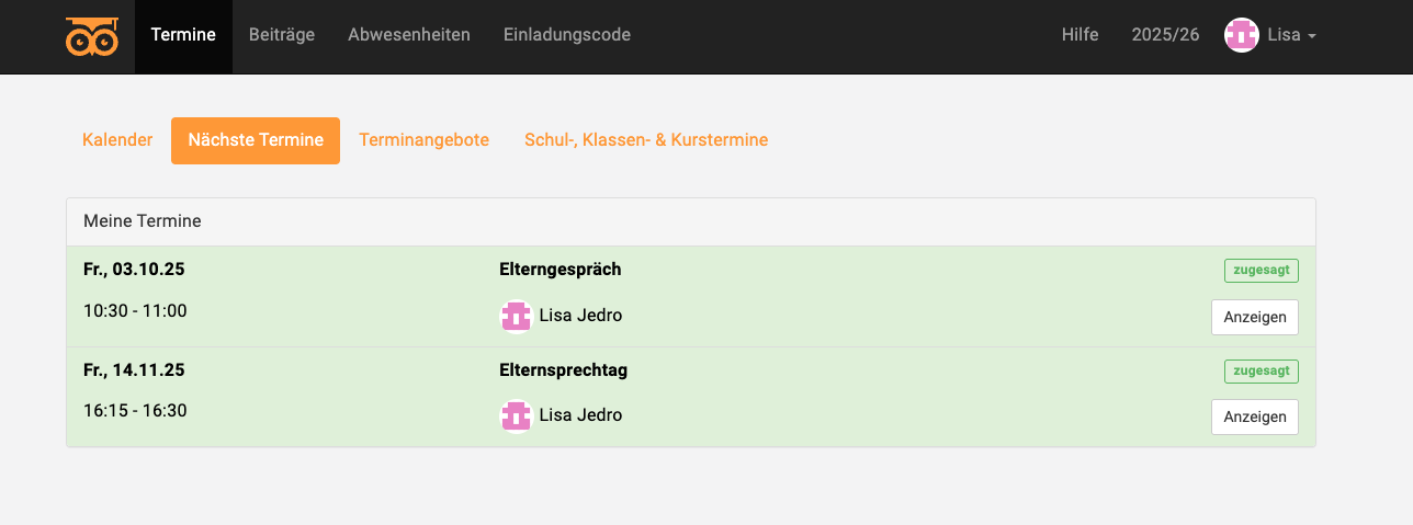 Terminangebote im Kalender