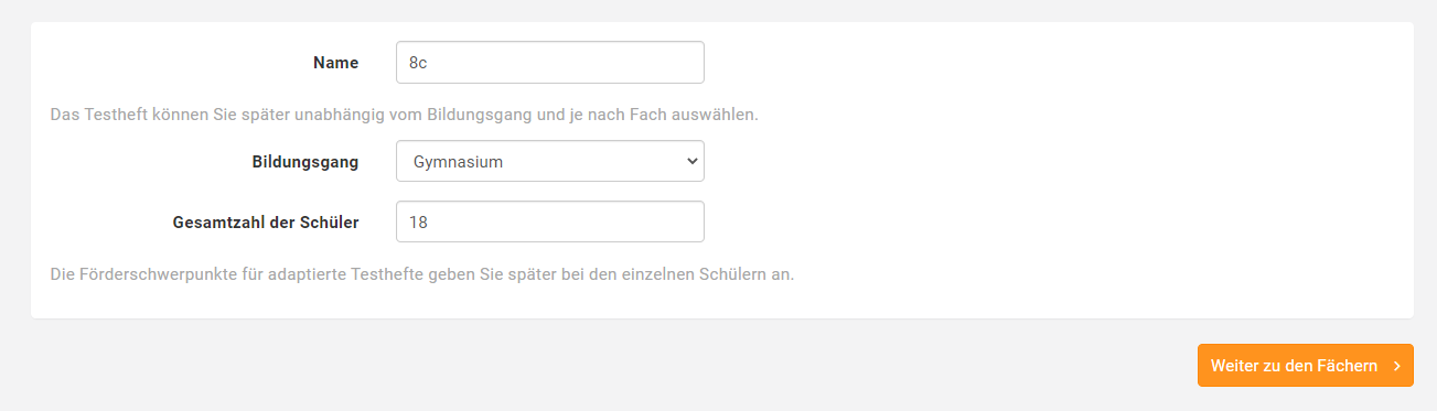 Neue Klasse anlegen