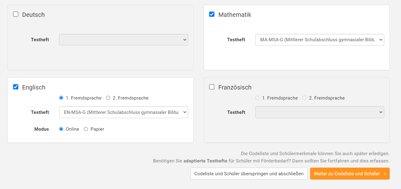 Neues Fach anlegen
