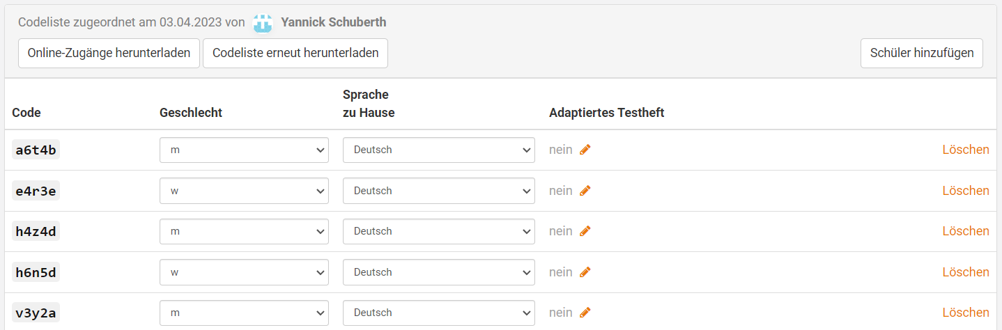 Merkmale eintragen