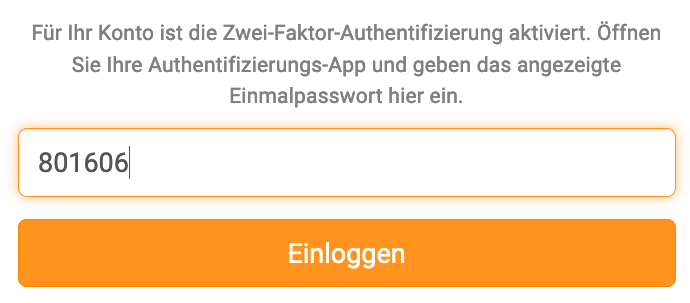 Login mit aktiver 2FA